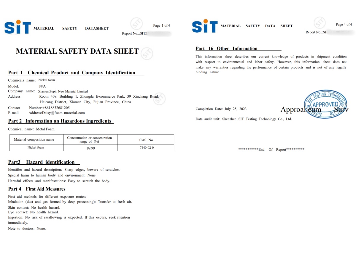 nickel foam manufacturer